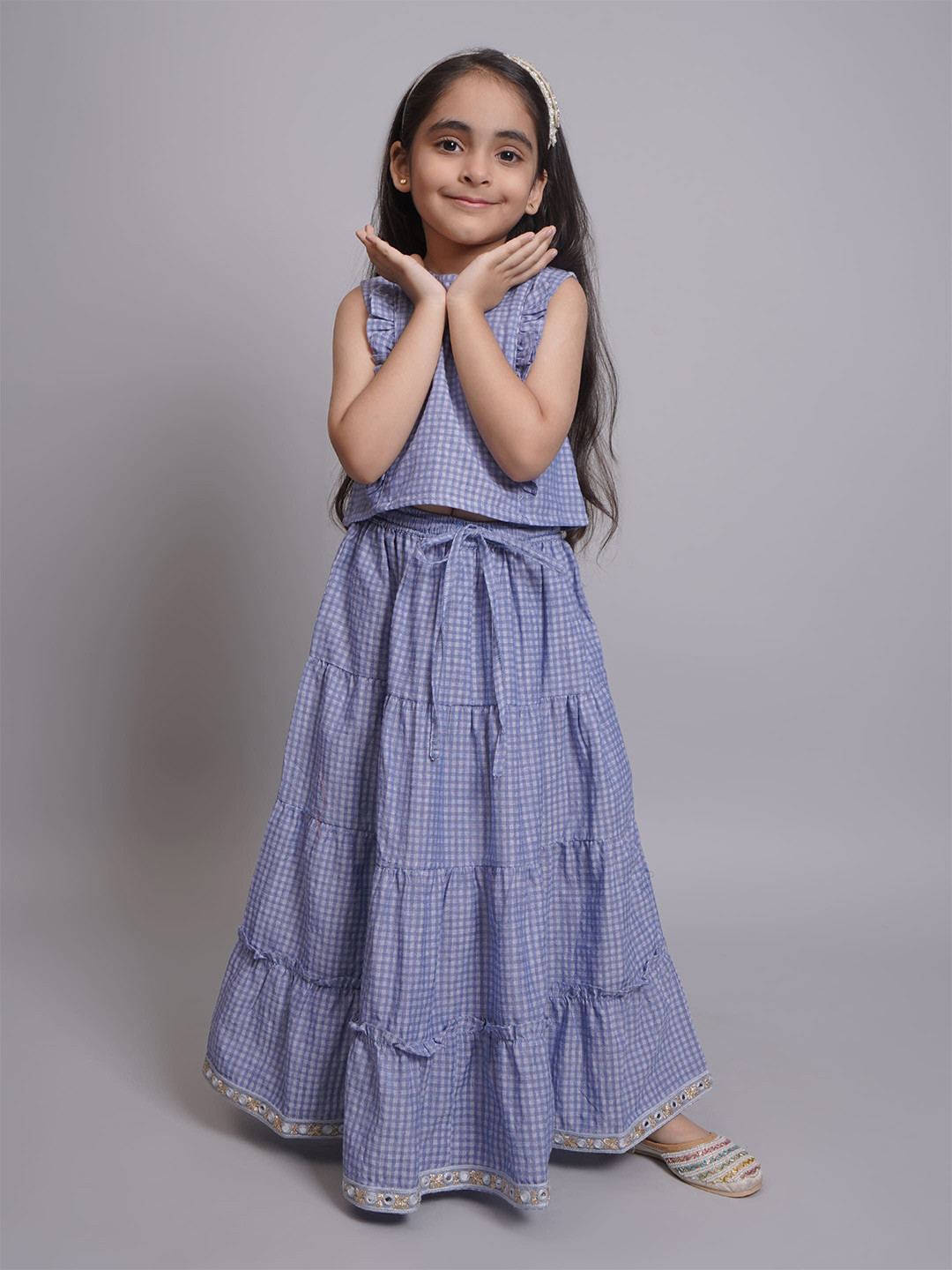 

Biglilpeople Girls Printed Ready to Wear Lehenga &, Blue
