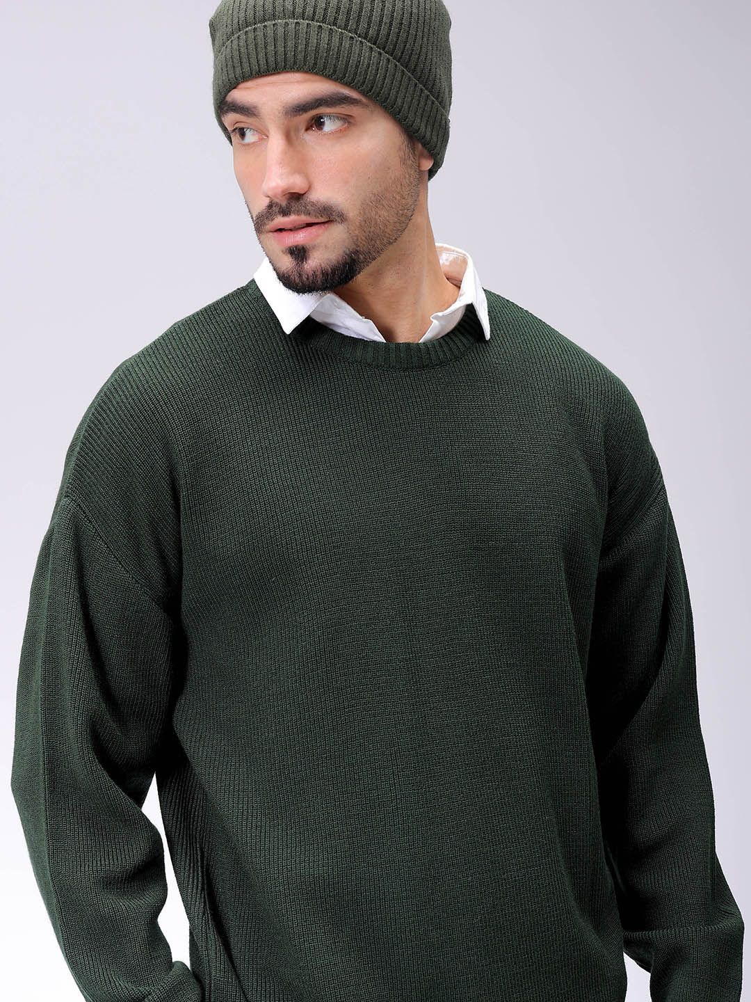 

The Indian Garage Co Men Longline Pullover, Olive
