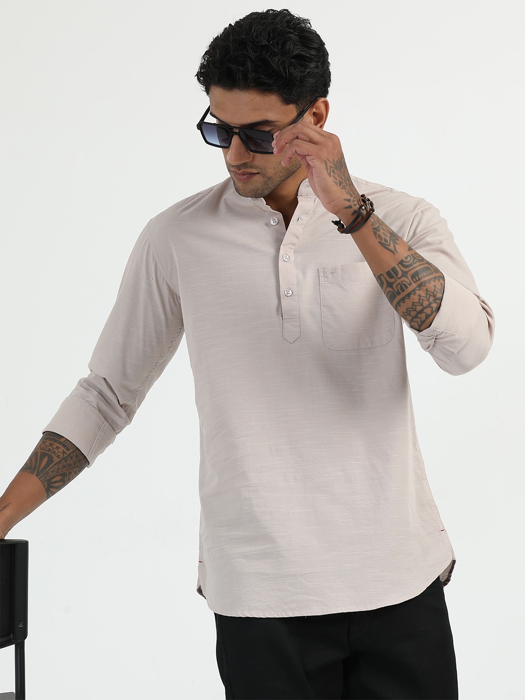 

RIGS AND RAGS Men Comfort Opaque Casual Shirt, Cream