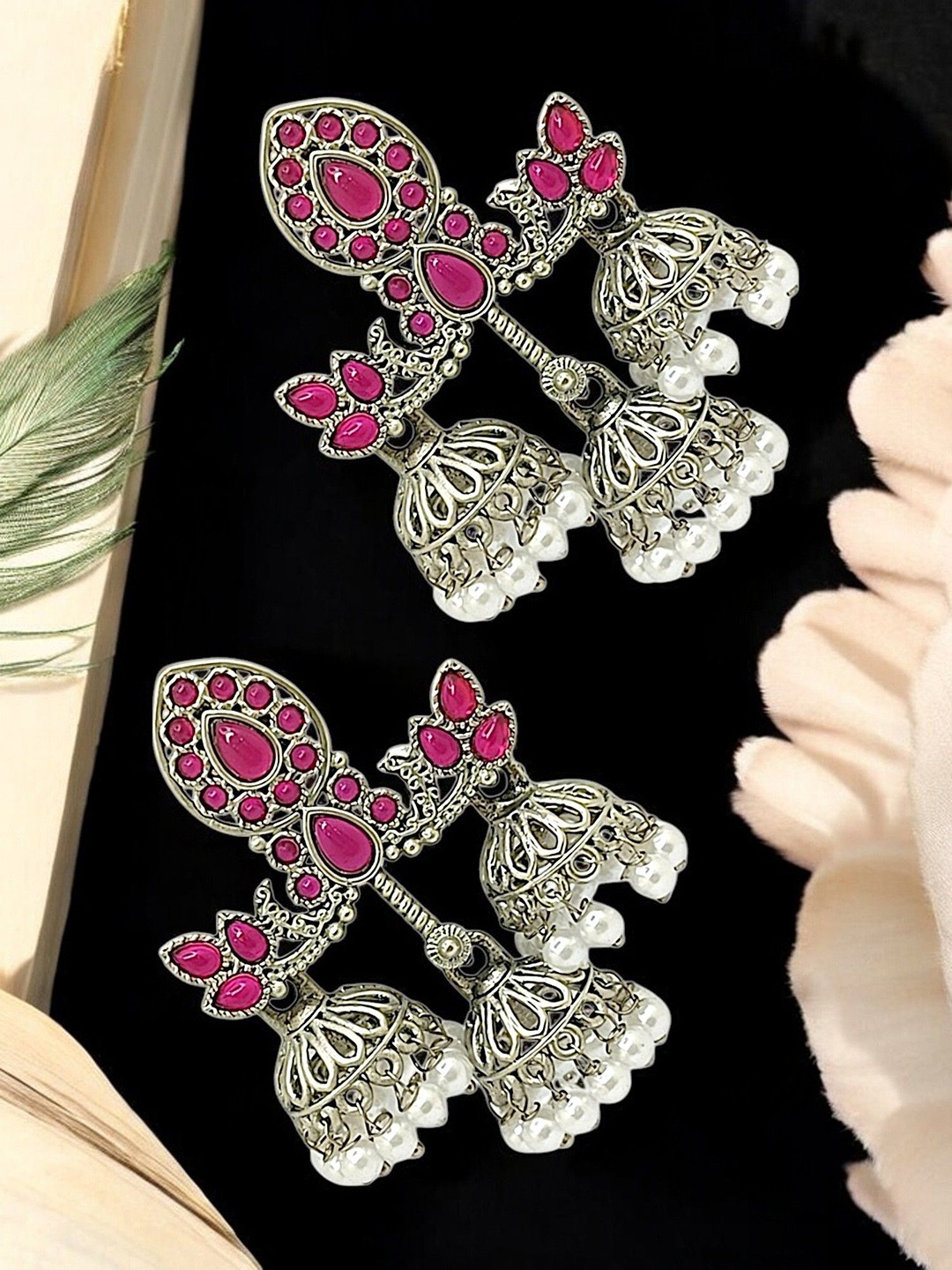 

FEMMIBELLA Classic Jhumkas Earrings, Silver