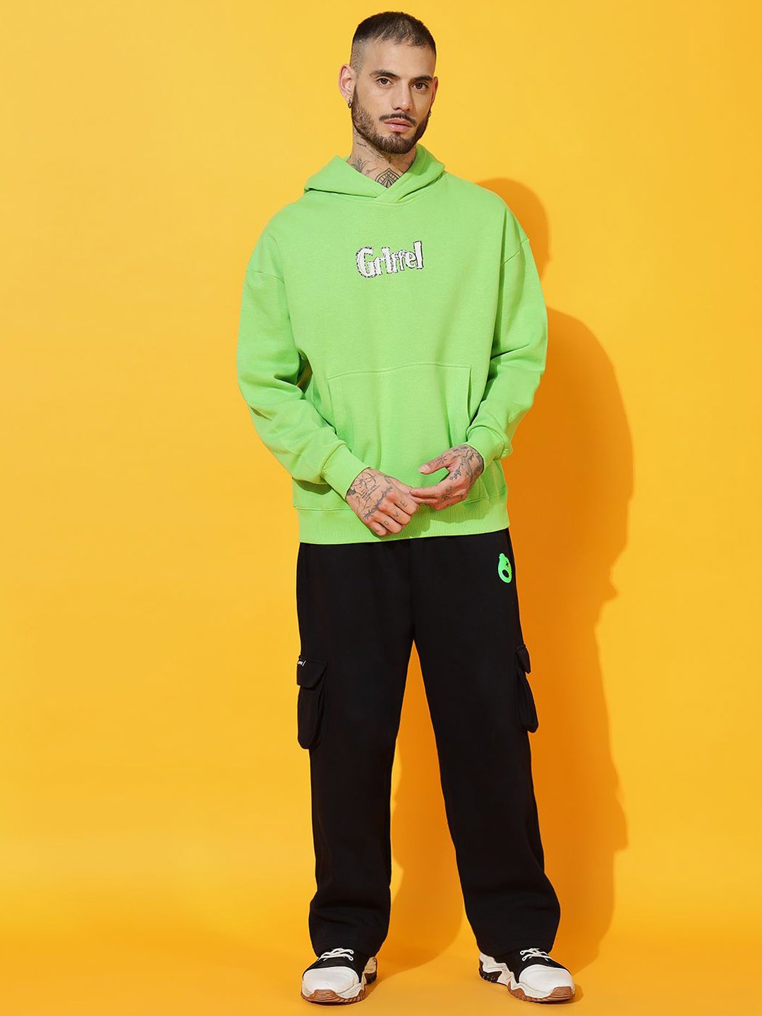 

GRIFFEL Men Printed Hooded Tracksuits, Sea green