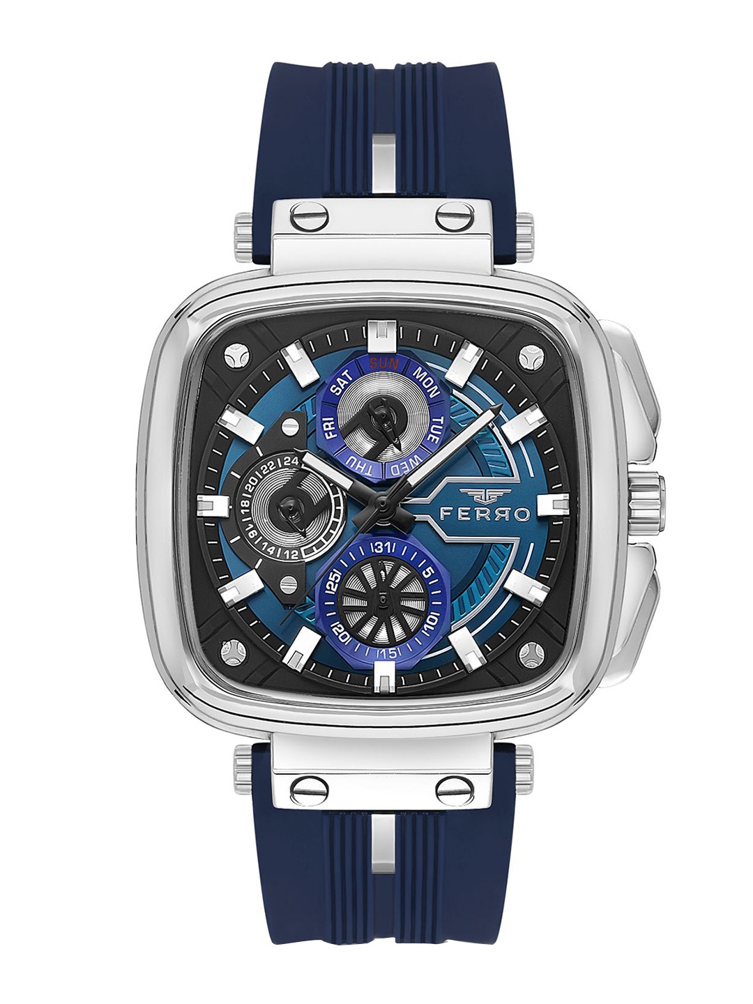 

Ferro Men Brass Dial & Straps Analogue Multi Function Watch FM11352D-L3, Blue
