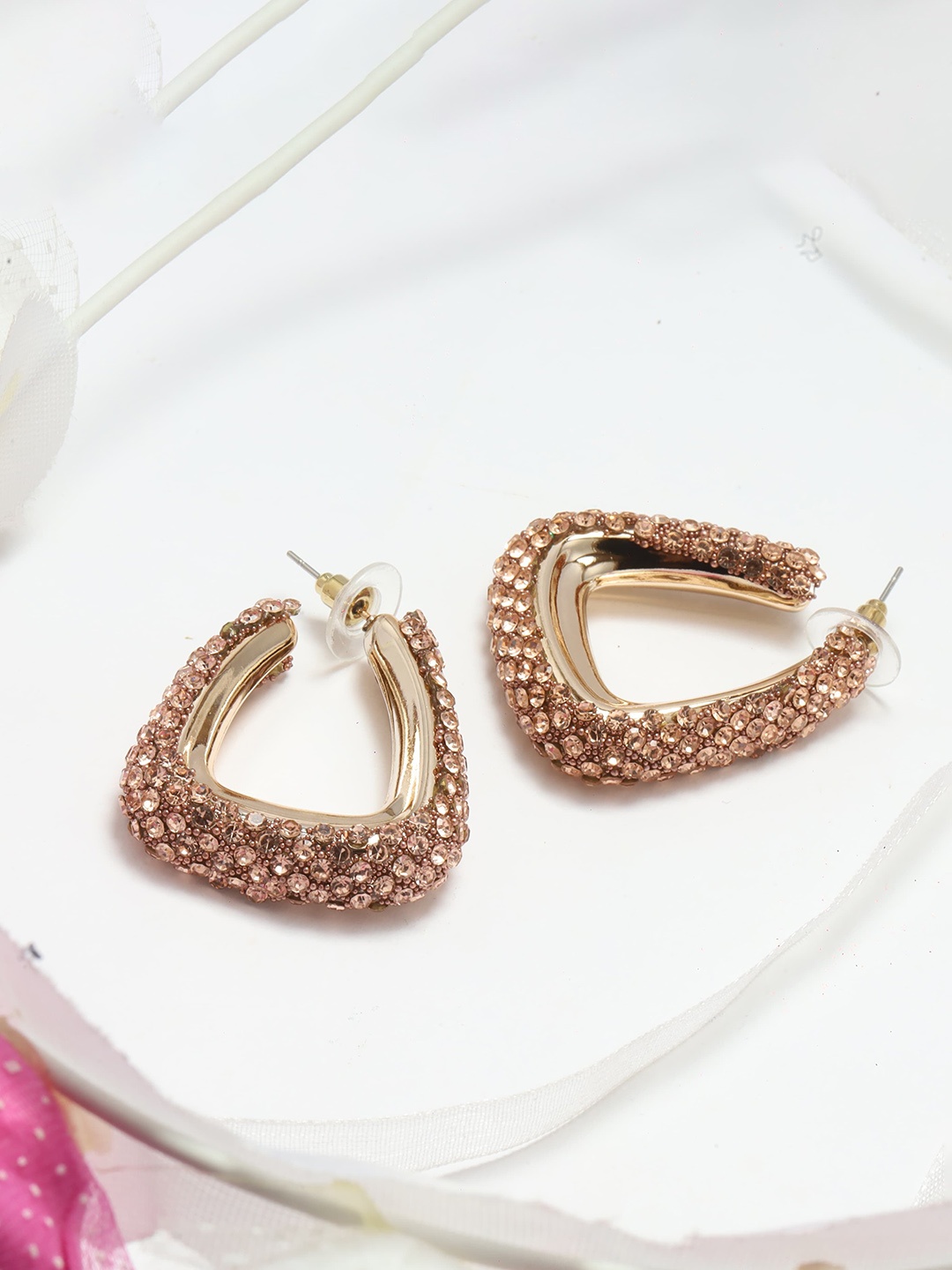 

Maansh Contemporary Hoop Earrings, Rose gold