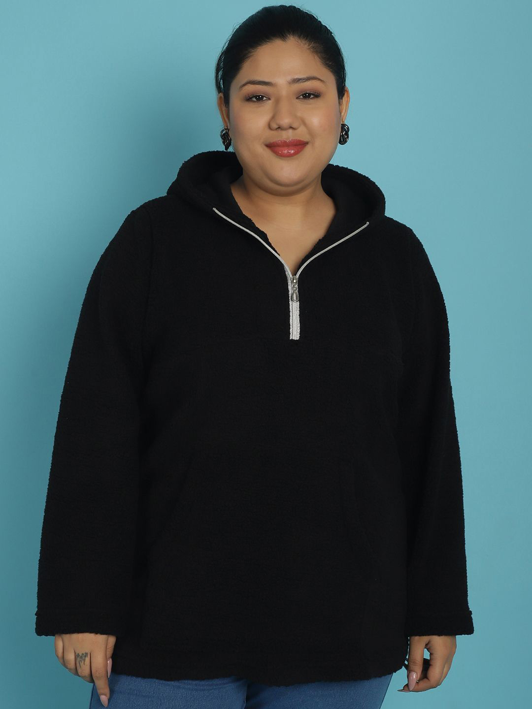 

theRebelinme Women Hooded Sweatshirt, Black