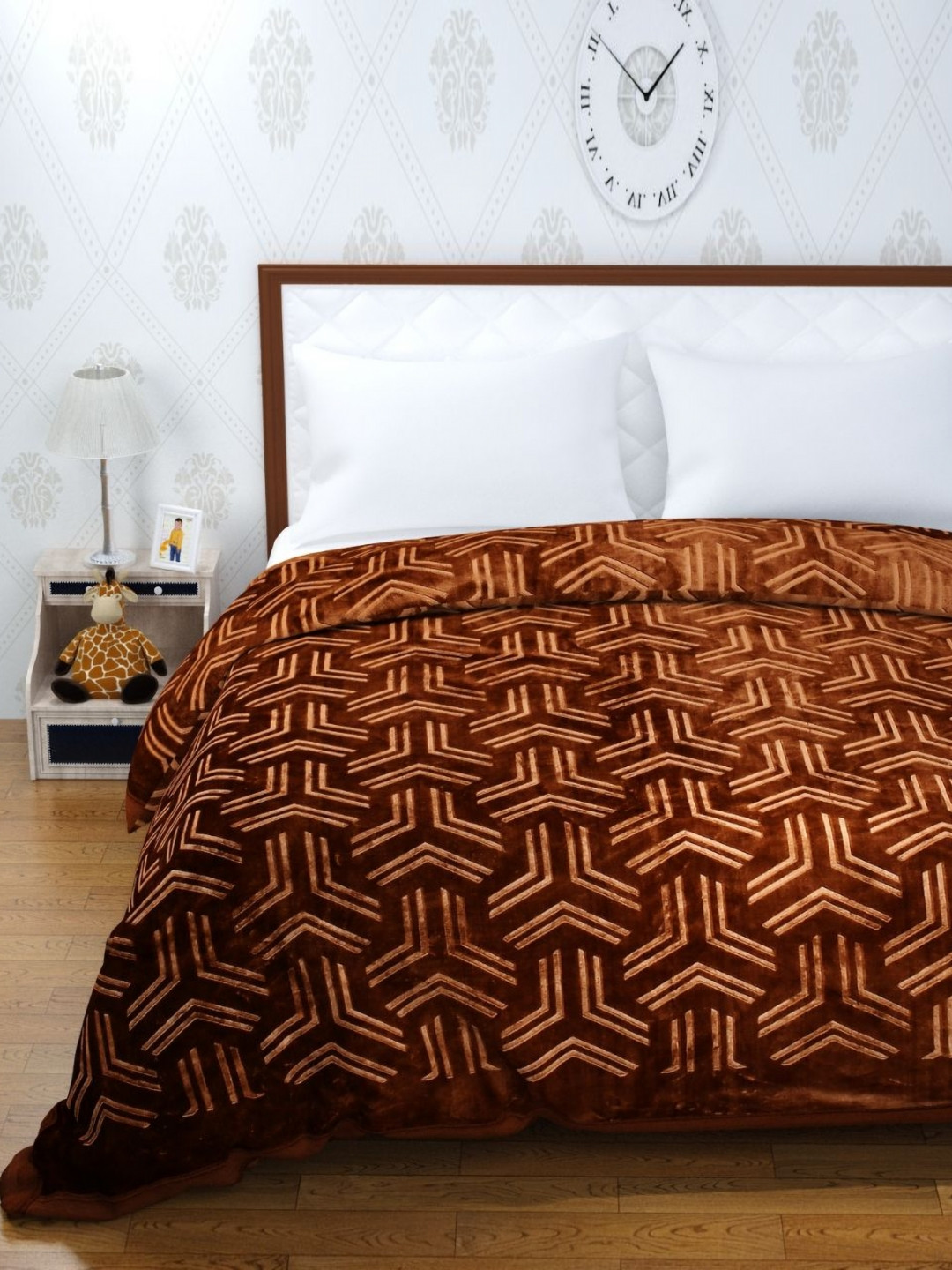 

Florida Coffee Brown Geometric Mink Double Bed Blanket