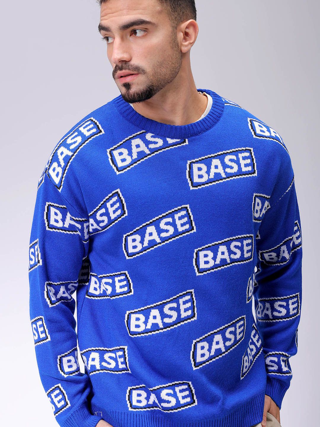 

The Indian Garage Co Men Typography Longline Pullover, Blue