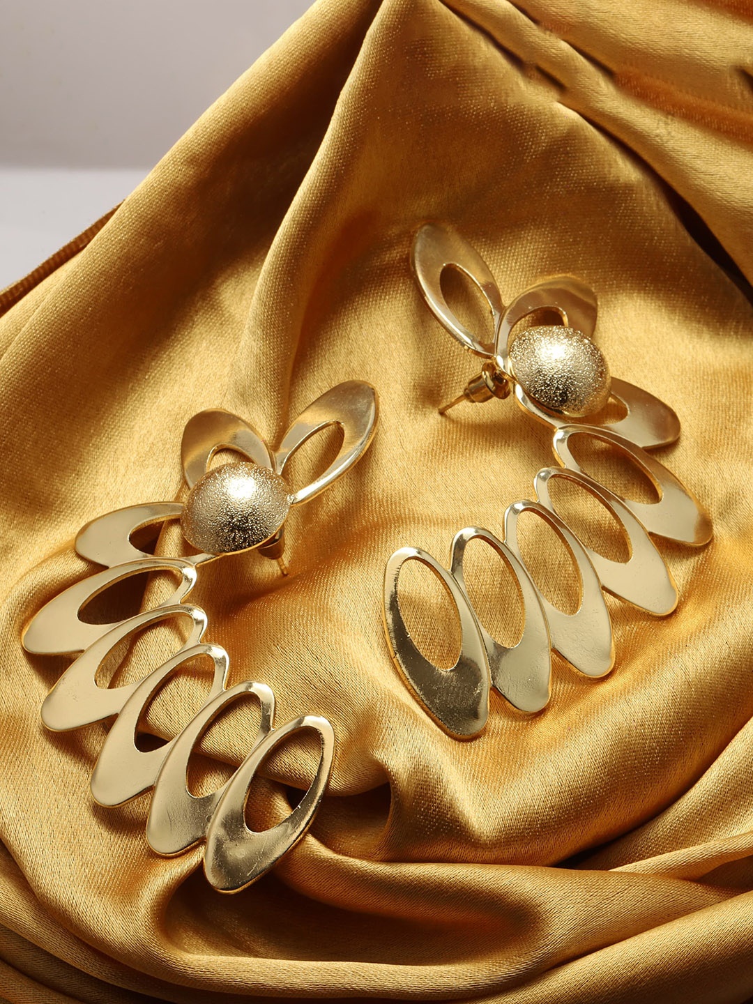 

Maansh Gold-Plated Contemporary Drop Earrings