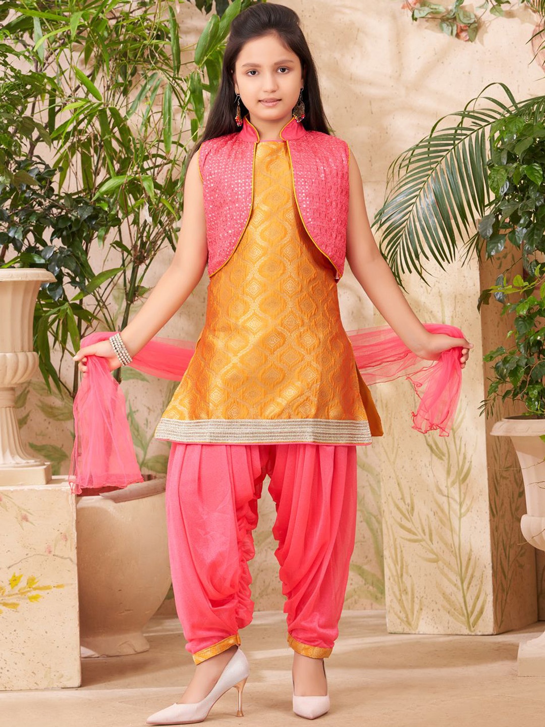

BAESD Girls Regular Kurta with Salwar & With Dupatta, Mustard