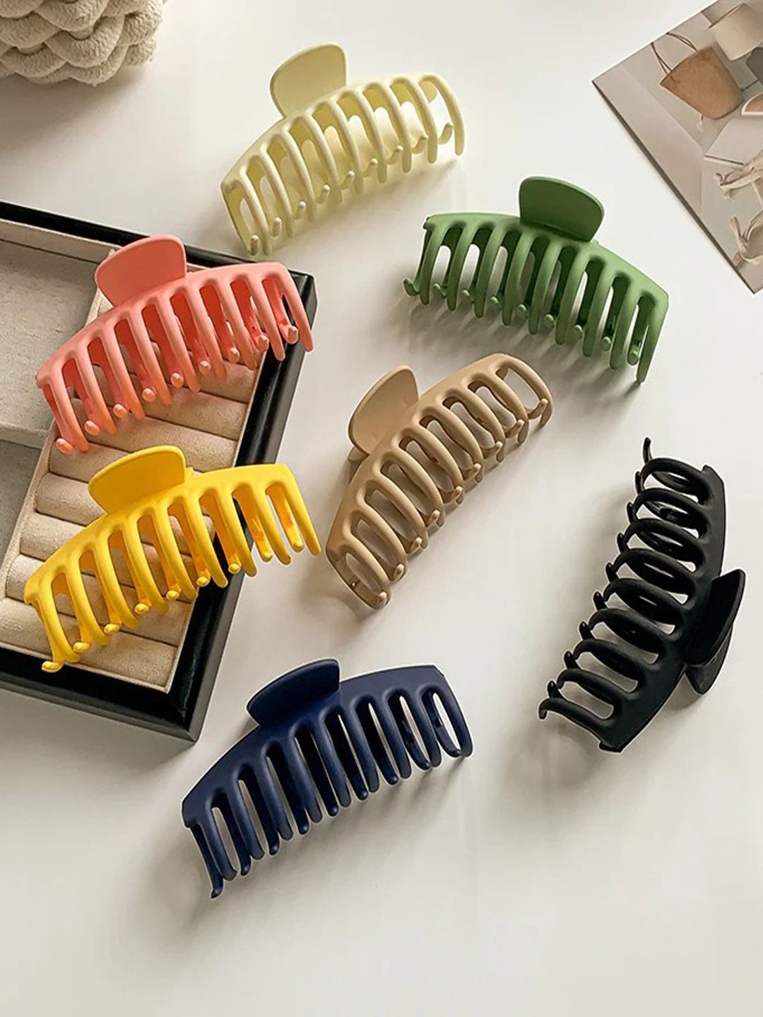 

KRENOZ Women Set of 7 Claw Clip, Yellow