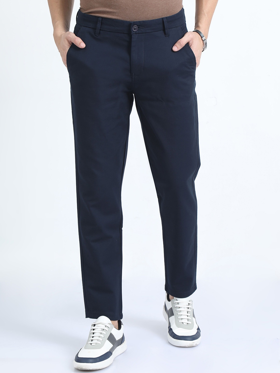 

RIGS AND RAGS Men Smart Slim Fit Chinos Trousers, Navy blue
