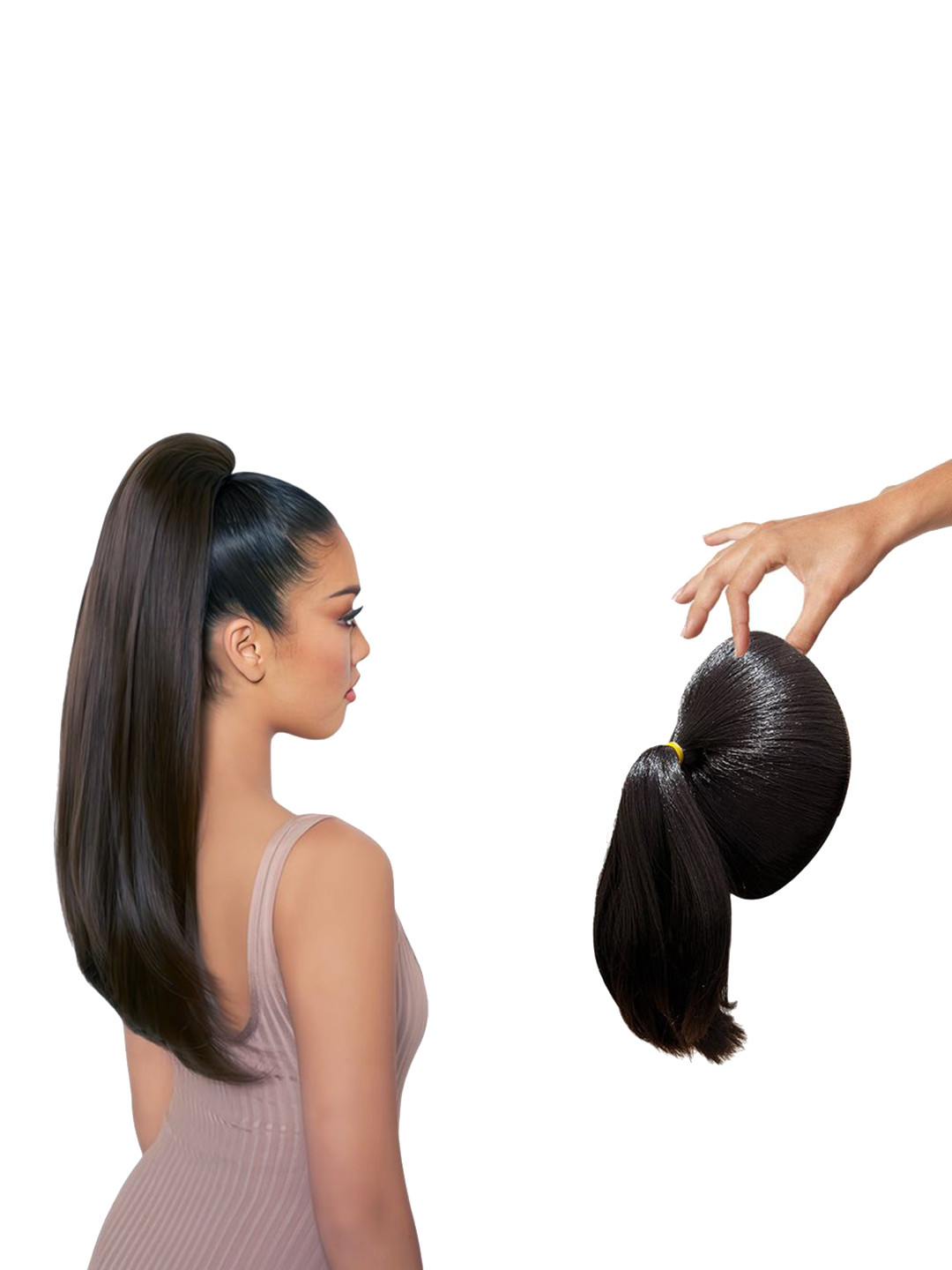 

D-Divine Ball Head Wig Wrapped With Grapefruit Peel Flower Bud Head Ponytail- 35 cm- Brown