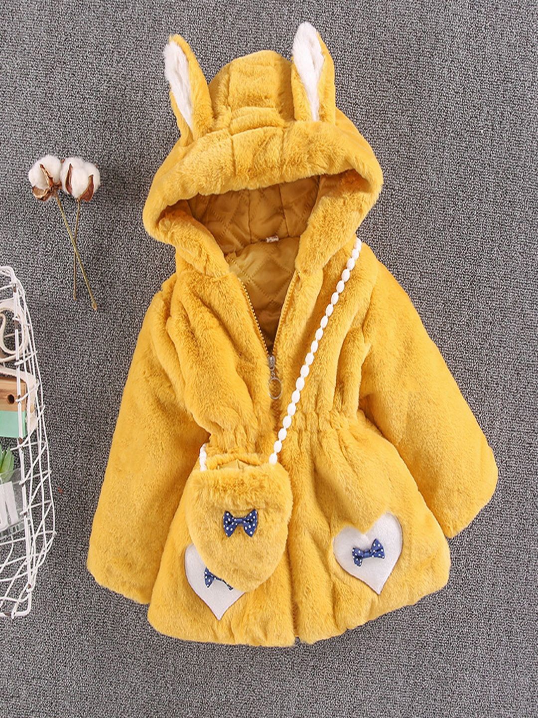 

Xsole Kids Hooded Single Breasted Winter Overcoat, Yellow