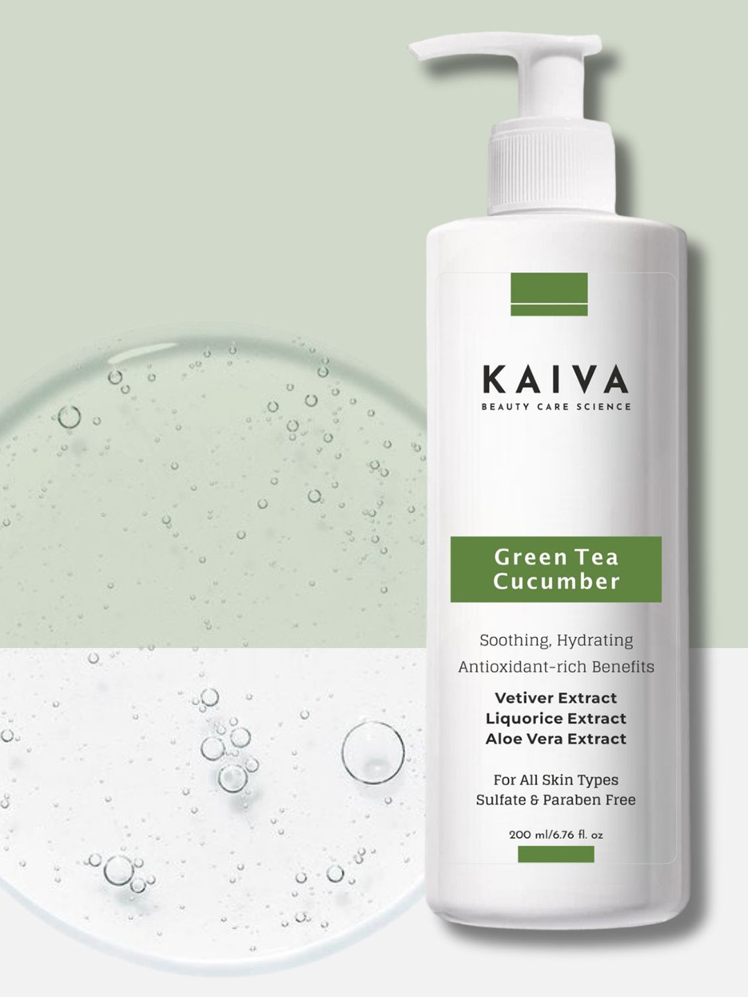 

KAIVA Soothing & Hydrating Face Wash With Green Tea & Cucumber - 200 ml, Transparent