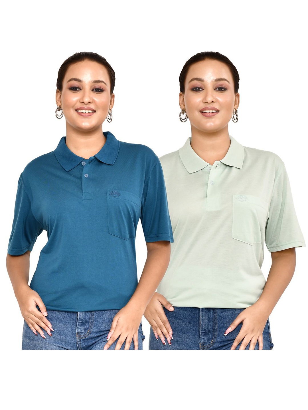 

RAPL Women 2 Polo Collar T-shirt, Multi