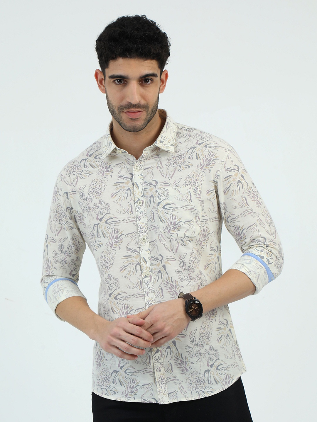 

RIGS AND RAGS Men Standard Floral Opaque Printed Casual Shirt, Cream