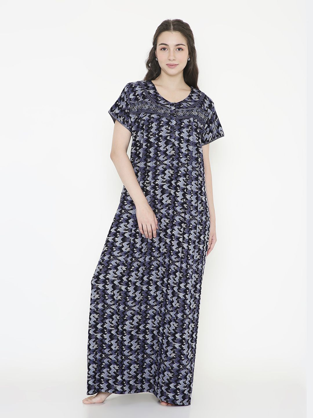 

NIGHTSPREE Printed Maxi Nightdress, Blue
