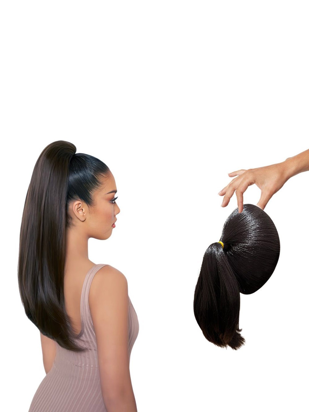 

D-Divine Ball Head Wig Wrapped With Grapefruit Peel Flower Bud Head Ponytail- 35 cm- Brown