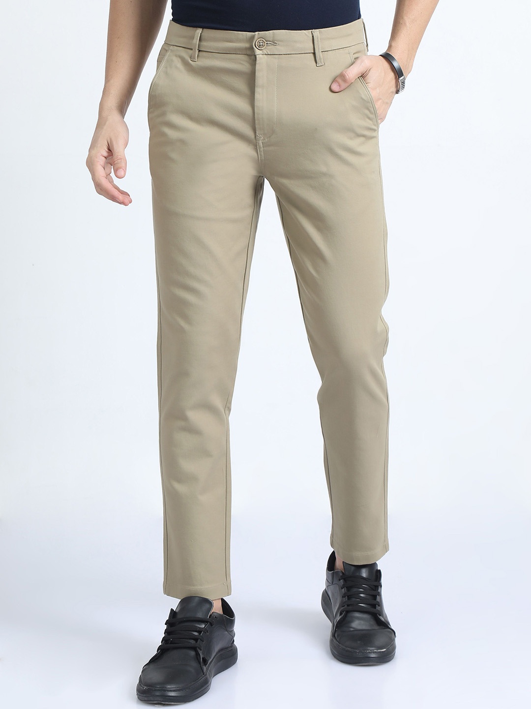 

RIGS AND RAGS Men Smart Slim Fit Trousers, Grey