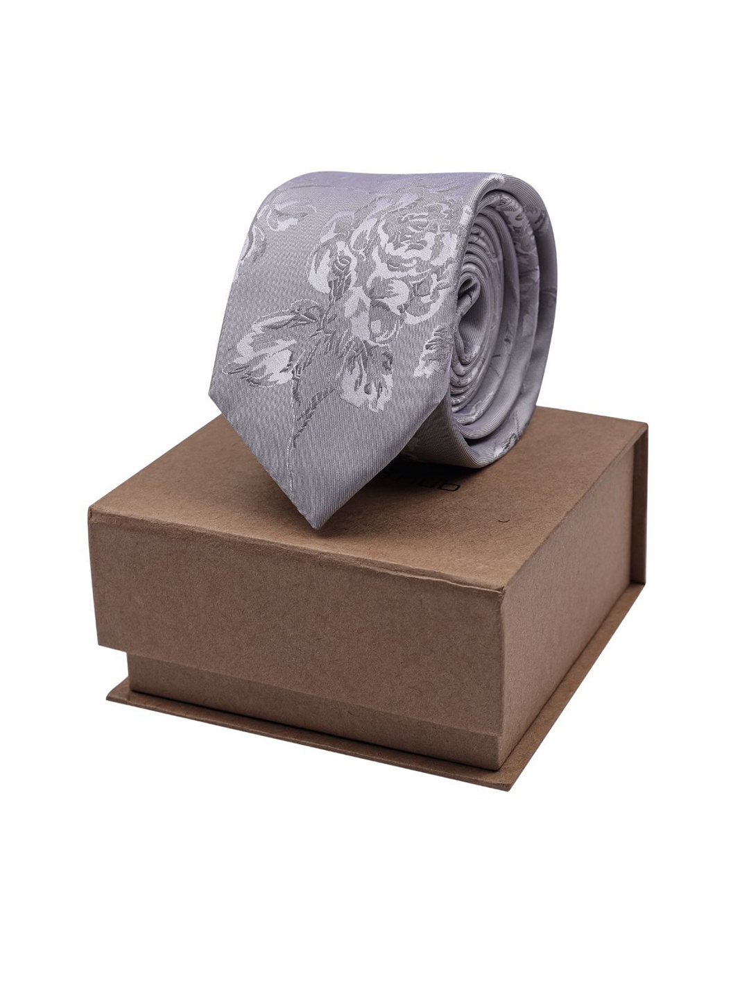 

The Tie Hub Men Printed Skinny Tie, Grey