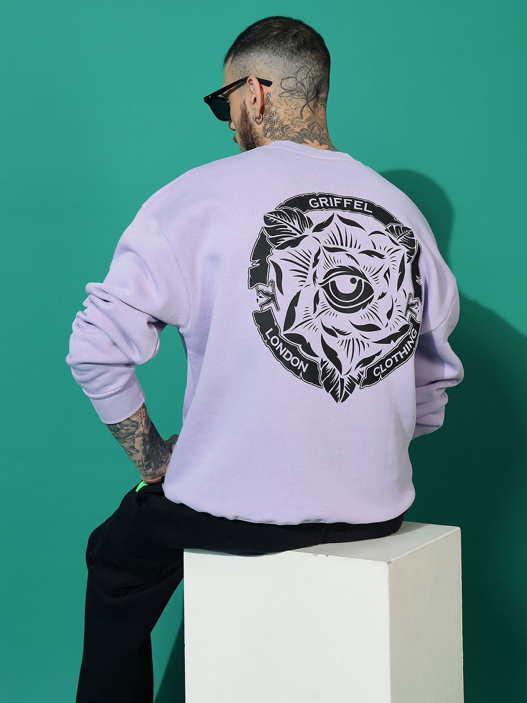 

GRIFFEL Men Printed Sweatshirt, Lavender