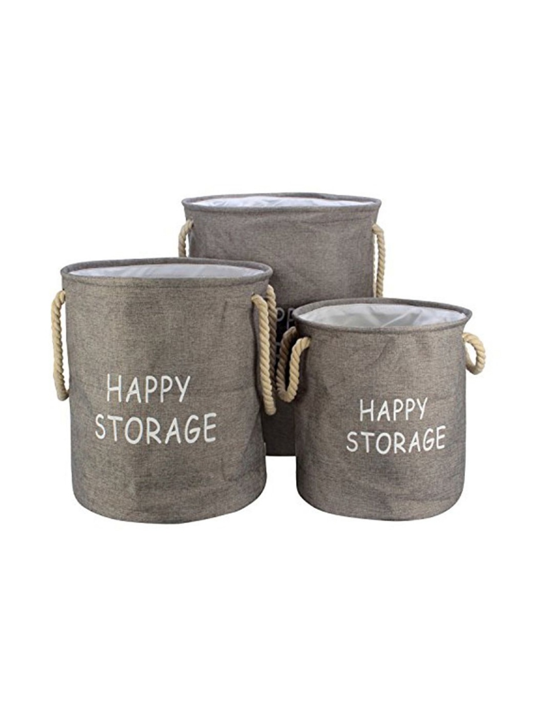 

HOKIPO 3 Pcs Grey & White Printed Laundry Bag