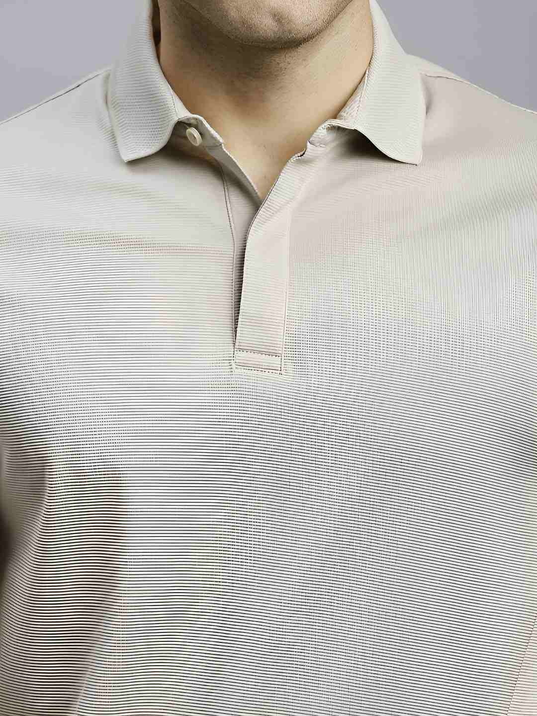 

Reid & Taylor Men Polo Collar Pockets Slim Fit T-shirt, Cream