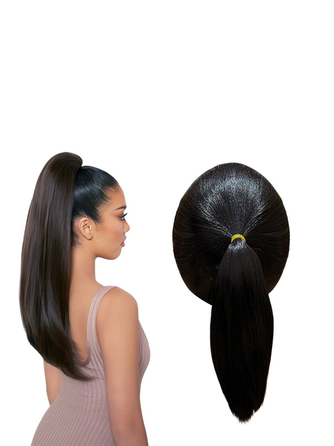 

D-Divine Ball Head Wig Wrapped With Grapefruit Peel Flower Bud Head Ponytail- 35 cm- Brown