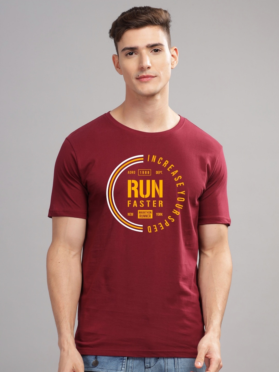 

ADRO Men Printed T-shirt, Maroon