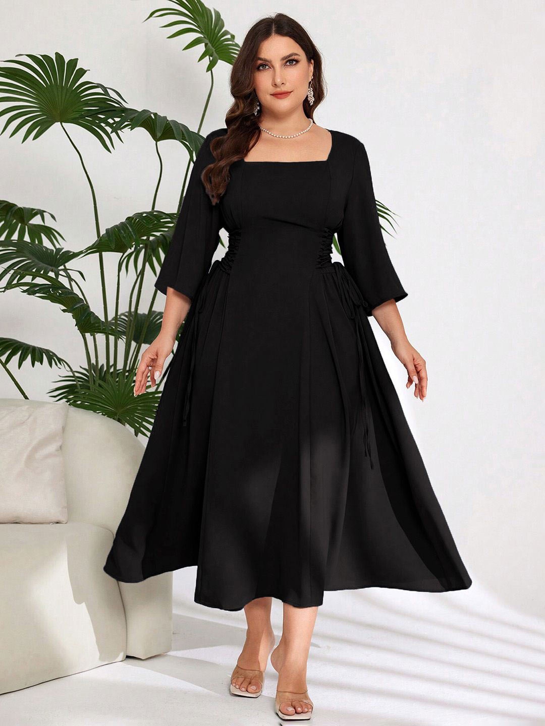 

JC Mode Women Plus Size Fit & Flare Midi Dress, Black