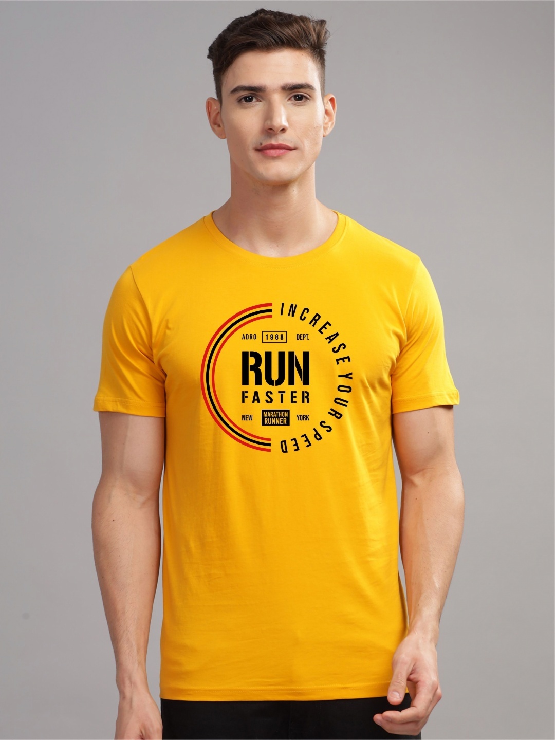 

ADRO Men Printed T-shirt, Mustard