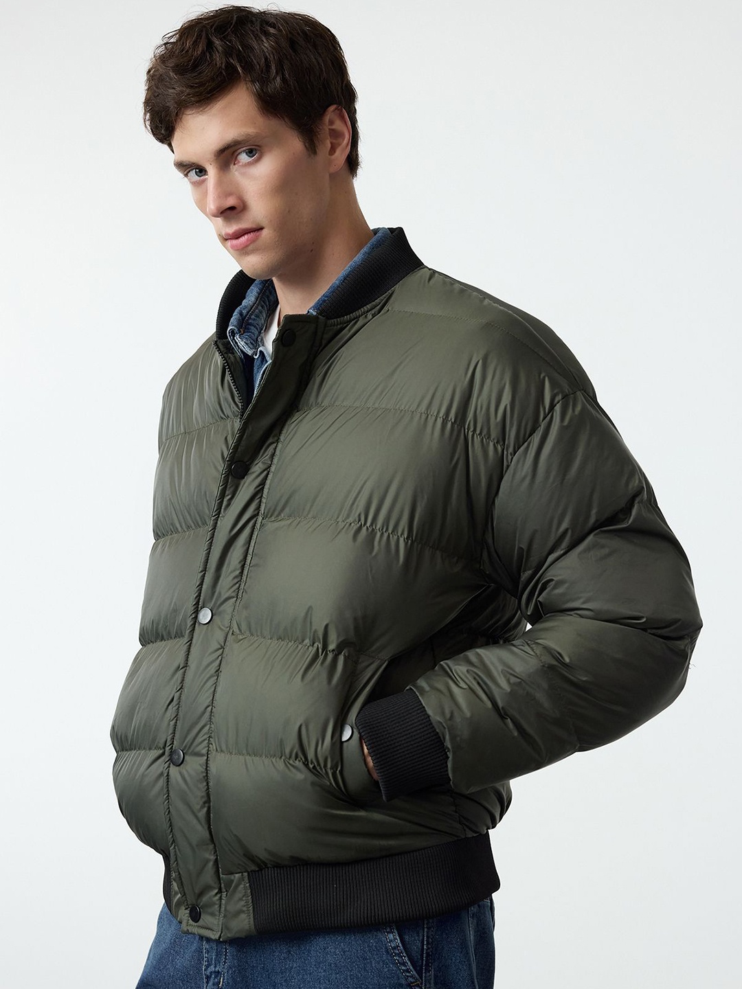 

Trendyol Mock Collar Quilted Jacket, Khaki