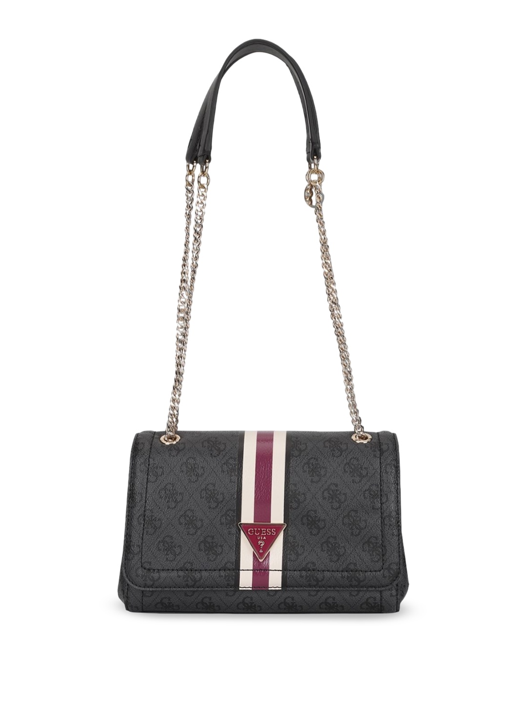 

GUESS Printed PU Structured Shoulder Bag with Quilted, Grey