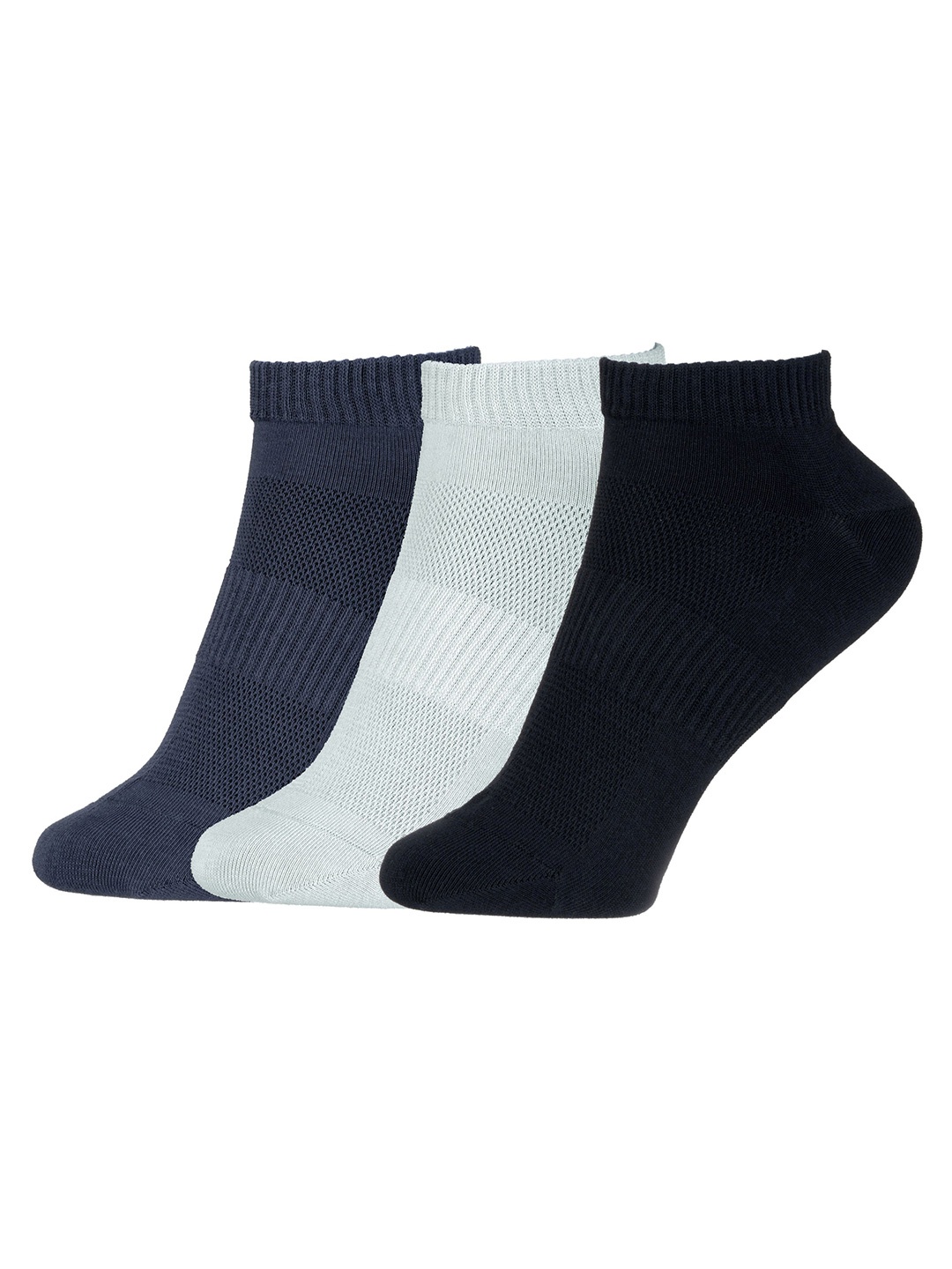 

ROYAL SON Pack Of 3 Ankle-Length Cotton Socks, Navy blue