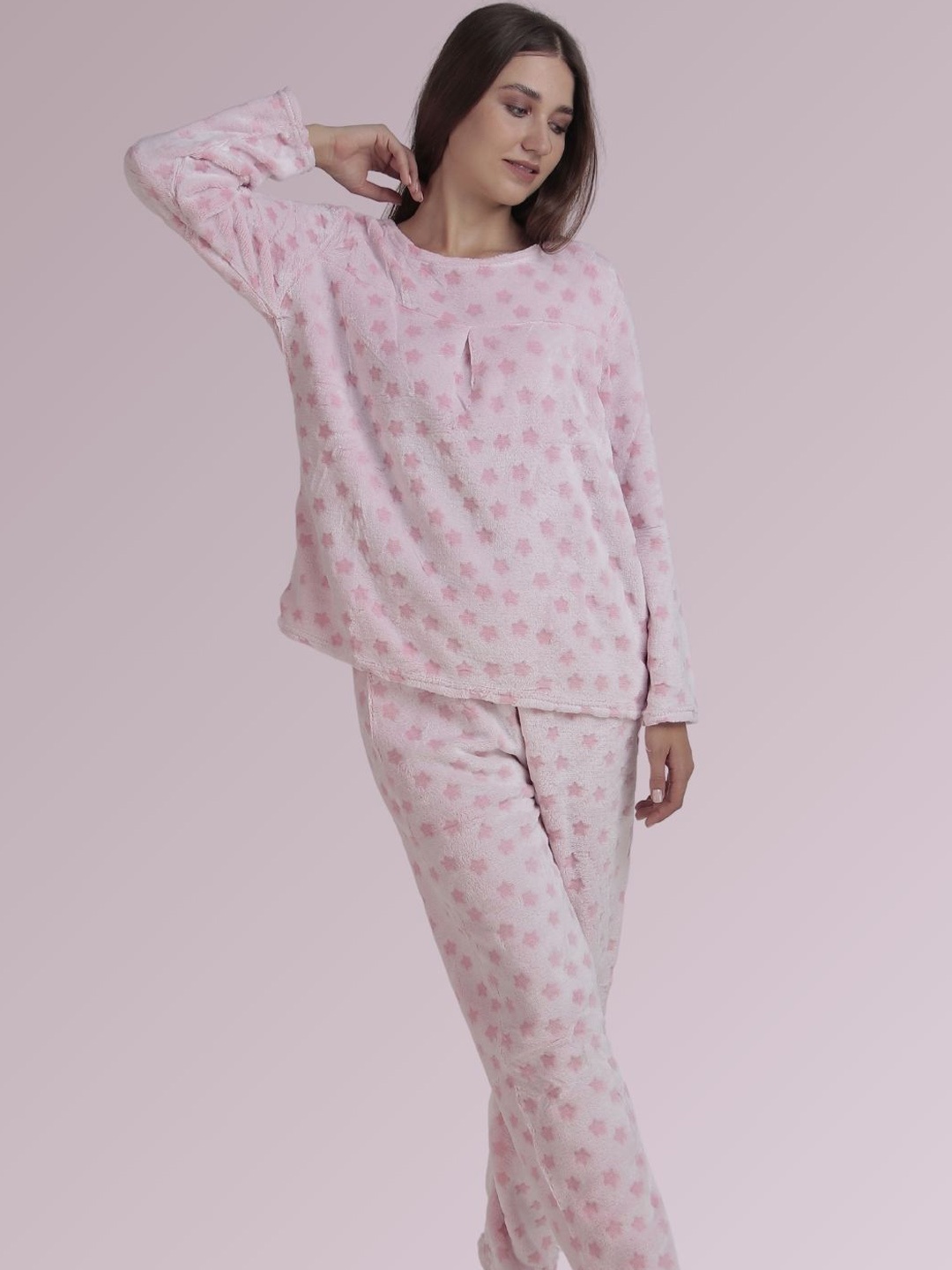 

Untamed Clothing Women Printed Night suit, Pink