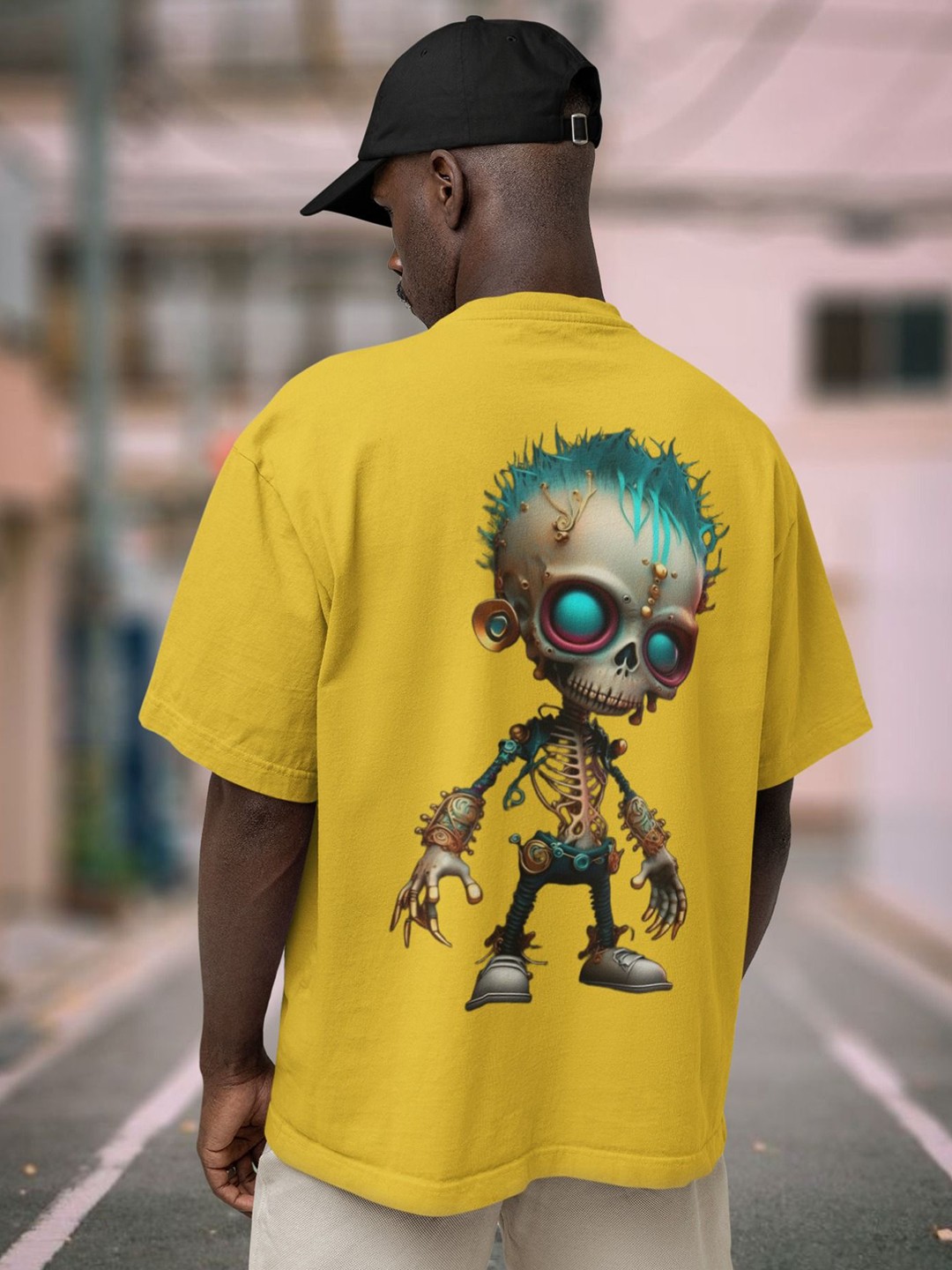 

Elibolz Men Printed Drop-Shoulder Sleeves Bio Finish T-shirt, Yellow