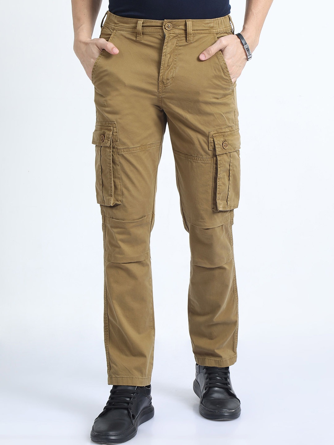 

RIGS AND RAGS Men Original Straight Fit Cargos Trousers, Olive