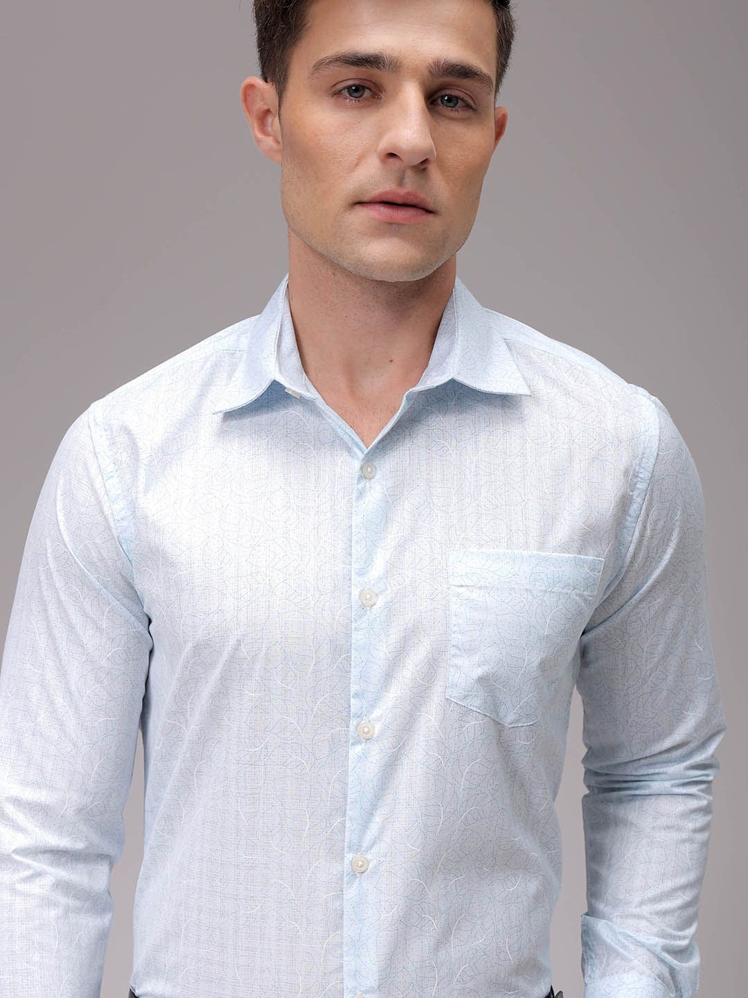 

The Indian Garage Co. X Luxe Men Slim Fit Opaque Printed Formal Shirt, Blue