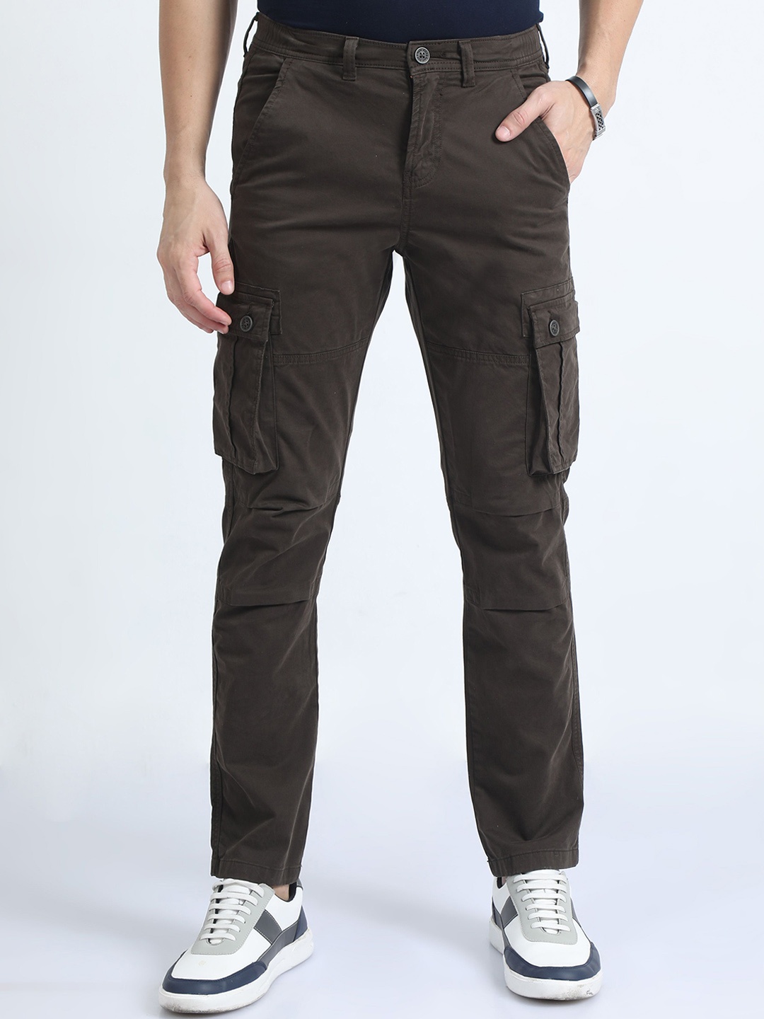 

RIGS AND RAGS Men Original Straight Fit Cargos Trousers, Brown