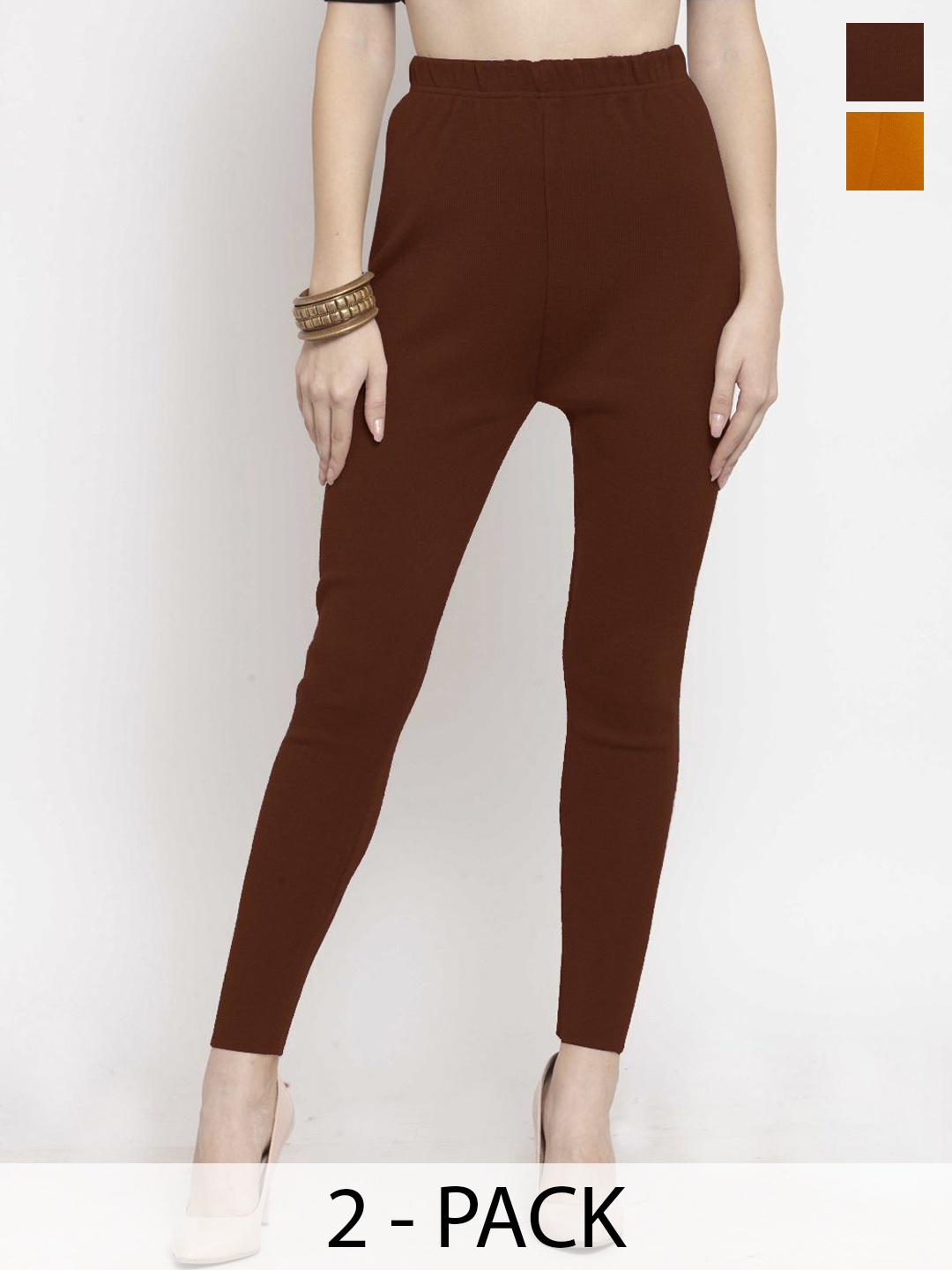 

Castle Lifestyle Pack Of 2 Ankle-Length Leggings, Mustard