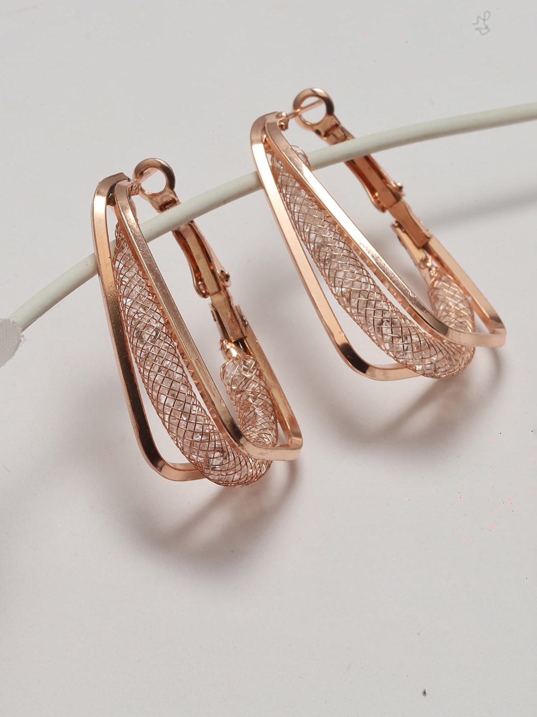 

Maansh Contemporary Rose-Gold Plated Hoop Earrings