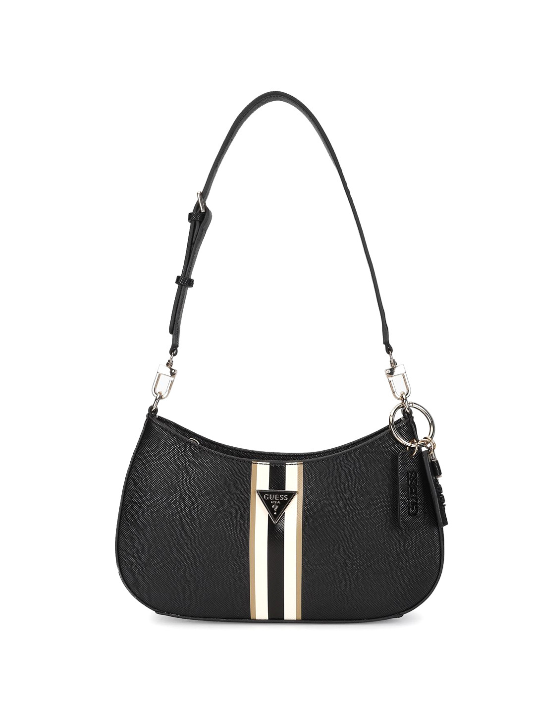 

GUESS Textured PU Structured Shoulder Bag, Black