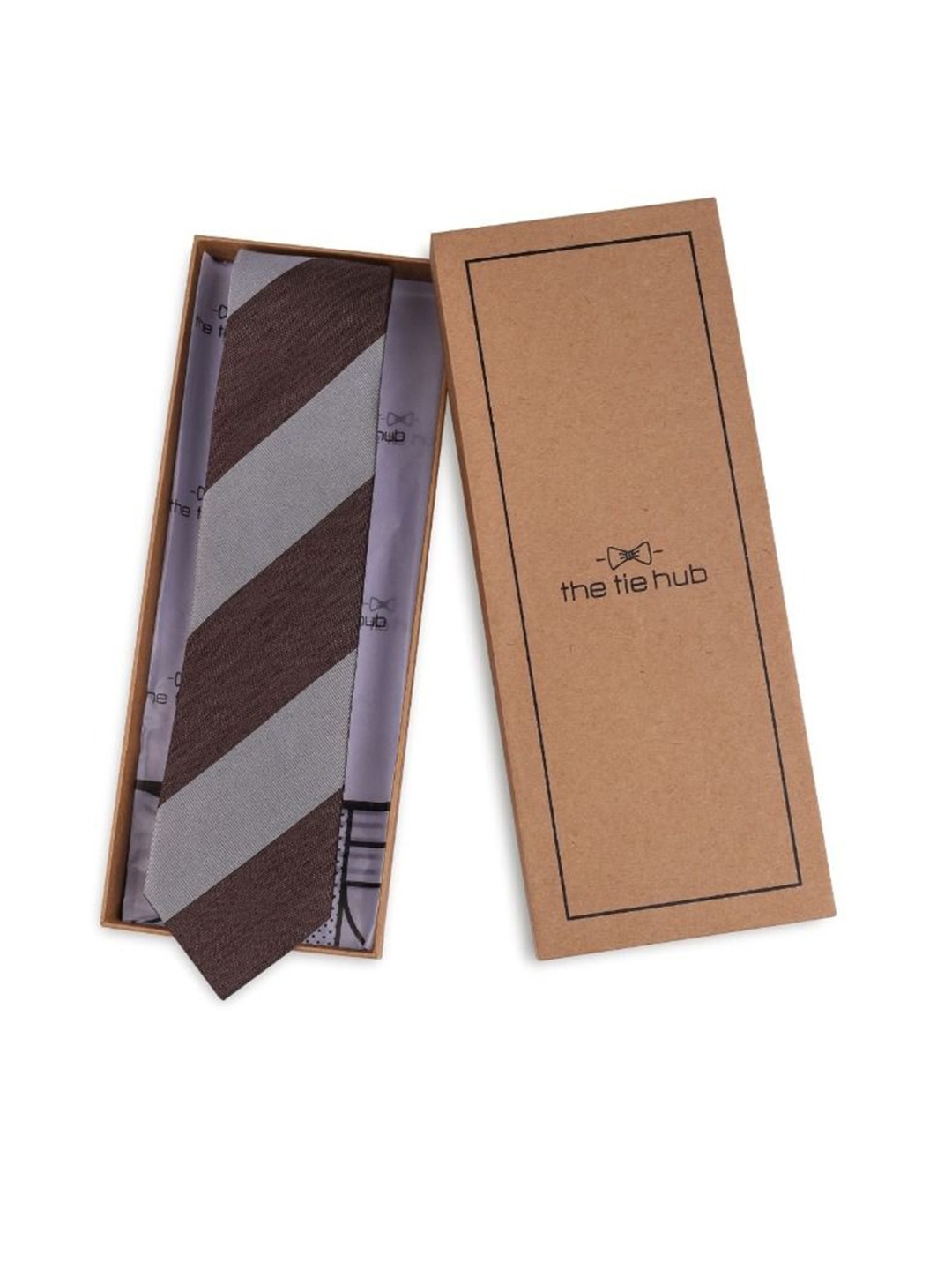 

The Tie Hub Men Striped Skinny Tie, Brown