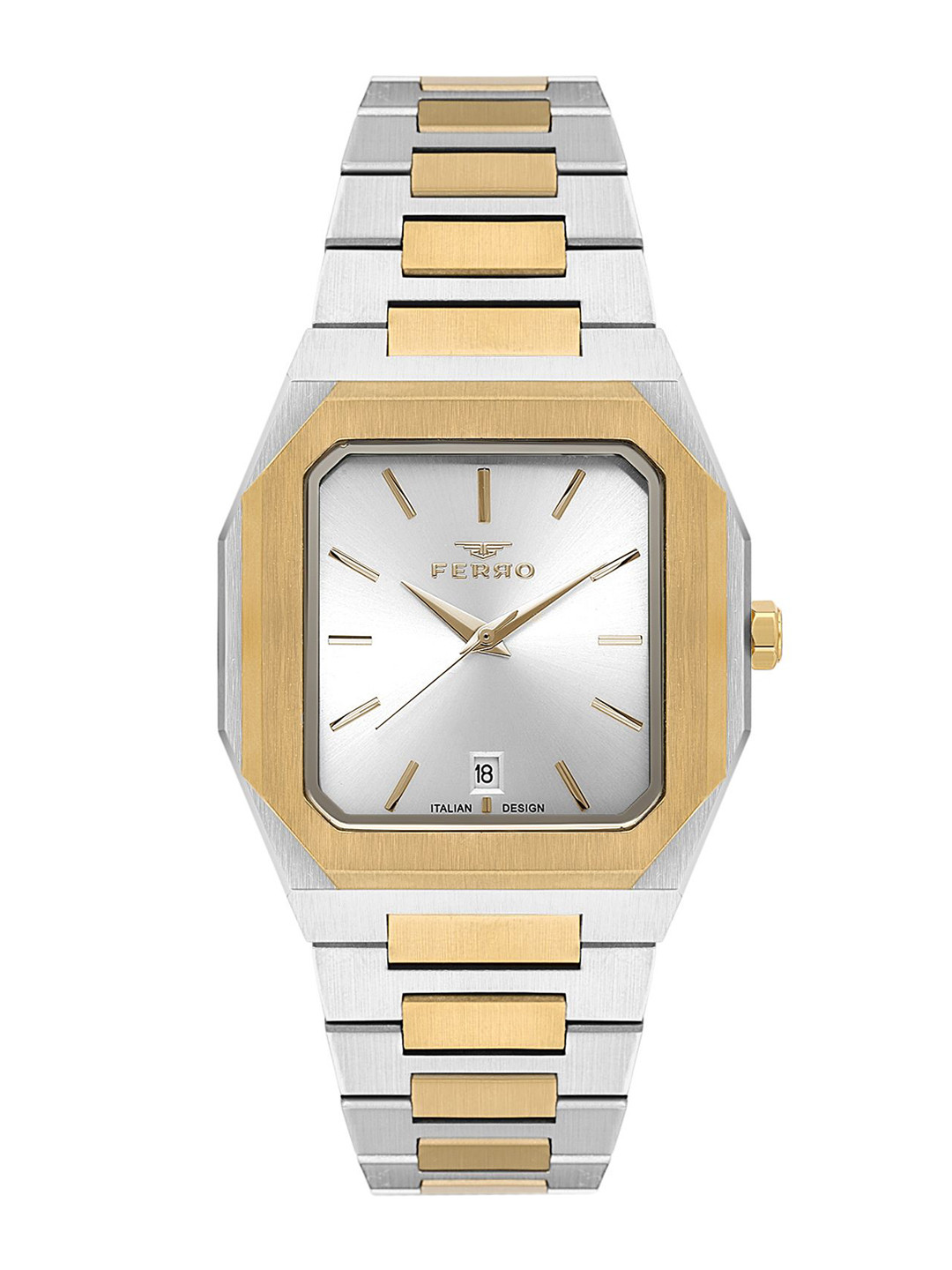

Ferro Men Brass Dial & Stainless Steel Bracelet Style Straps Analogue Watch F11481A-D, Silver