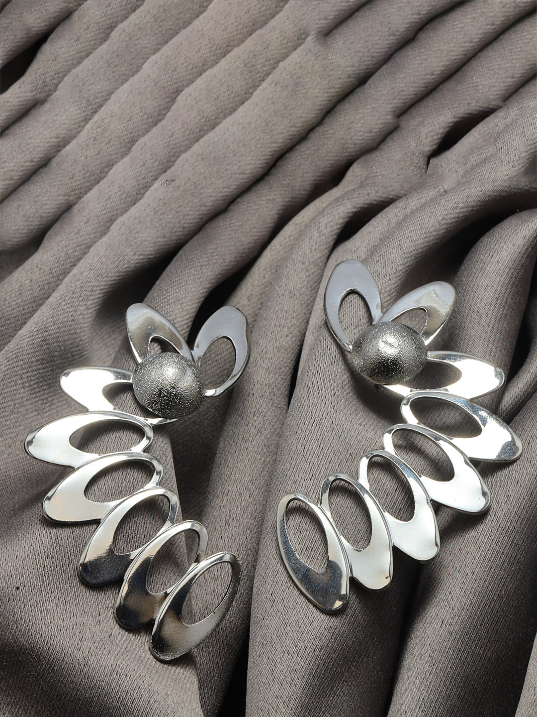 

Maansh Silver-Plated Contemporary Ear Cuff Earrings