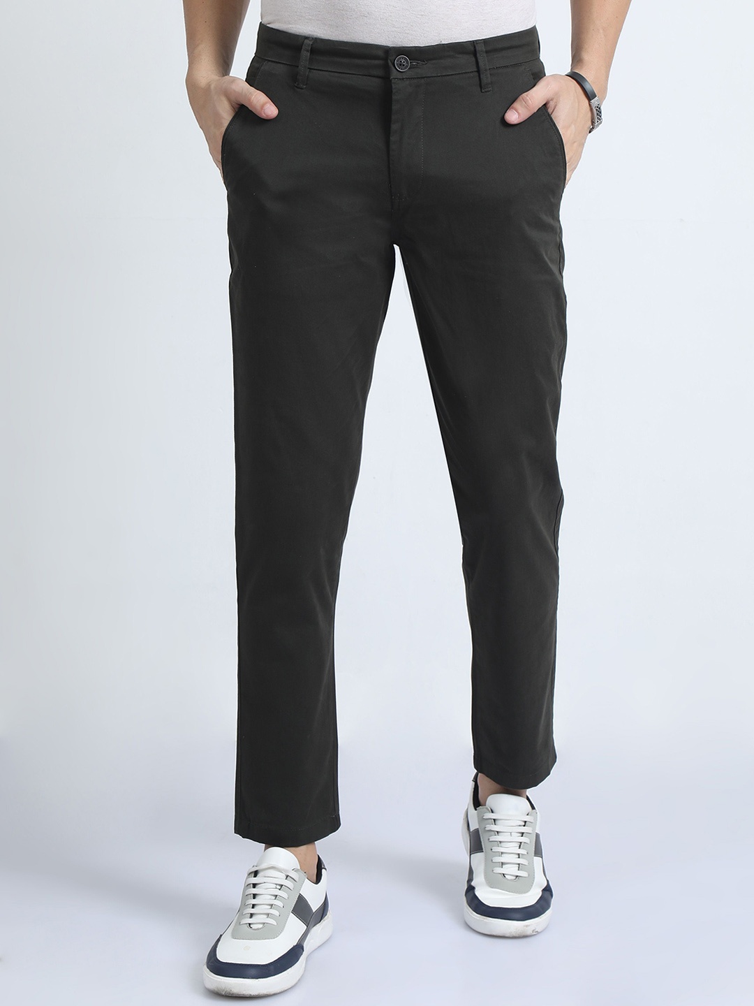 

RIGS AND RAGS Men Smart Slim Fit Trousers, Grey