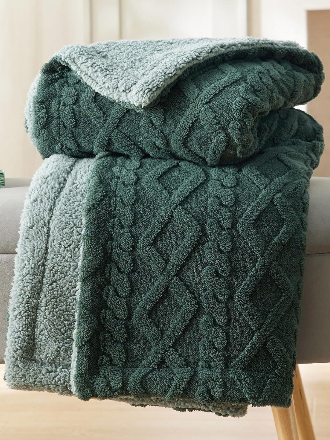 

bsb home Green Heavy Winter 500 GSM Double Bed Blanket