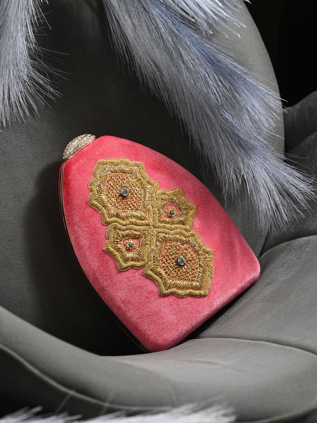 

Toobacraft Embellished Box Clutch, Pink