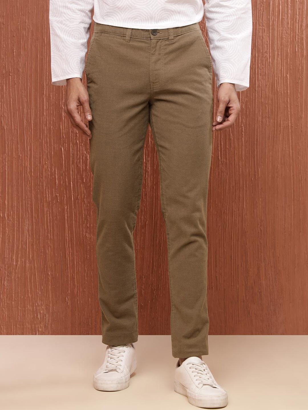 

Fabindia Men Slim Fit Trousers, Brown