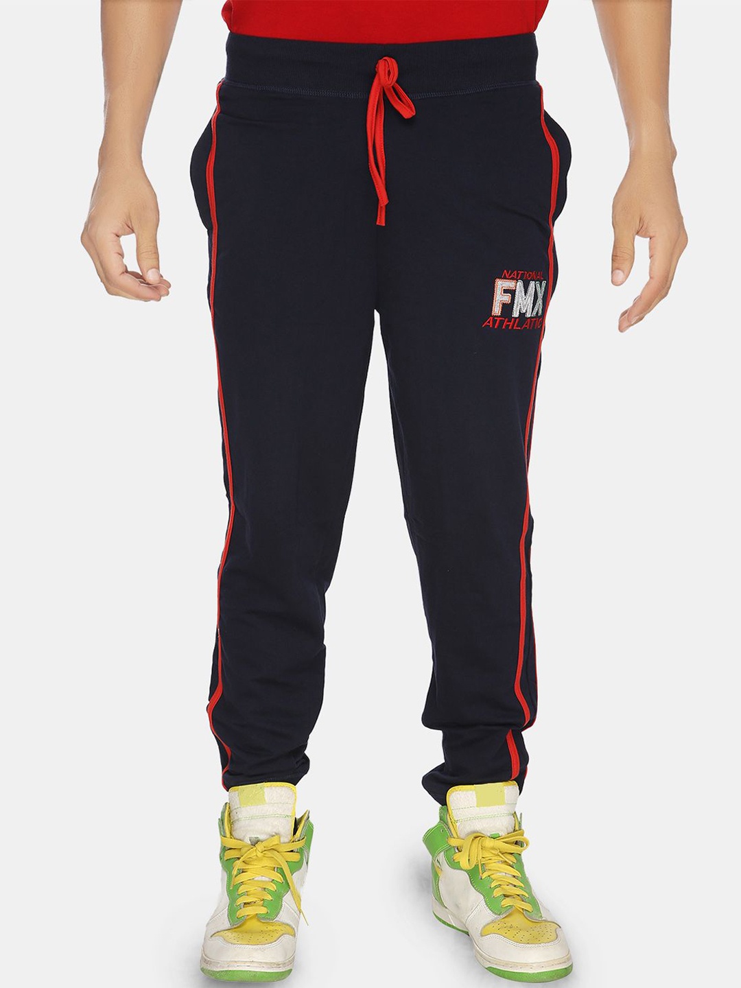 

FILMAX ORIGINALS Men Printed Pure Cotton Relaxed Fit Joggers, Navy blue