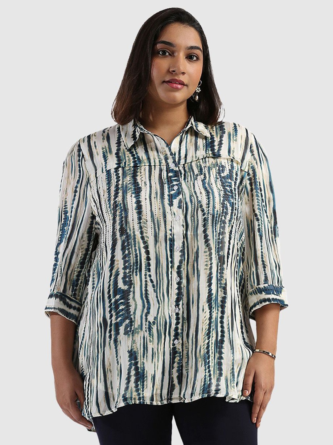 

Presence Women Straight Opaque Printed Casual Shirt, White